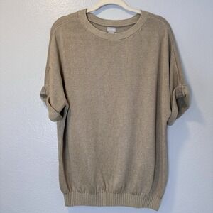 Chico's Women's Size-2 US-L Pullover Sweater Beige Linen BlendTee